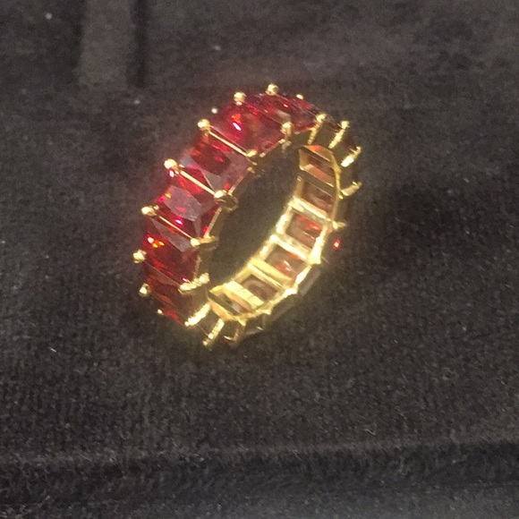 Jewelry - Red Eternity Ring Sterling Silver Gold Plated